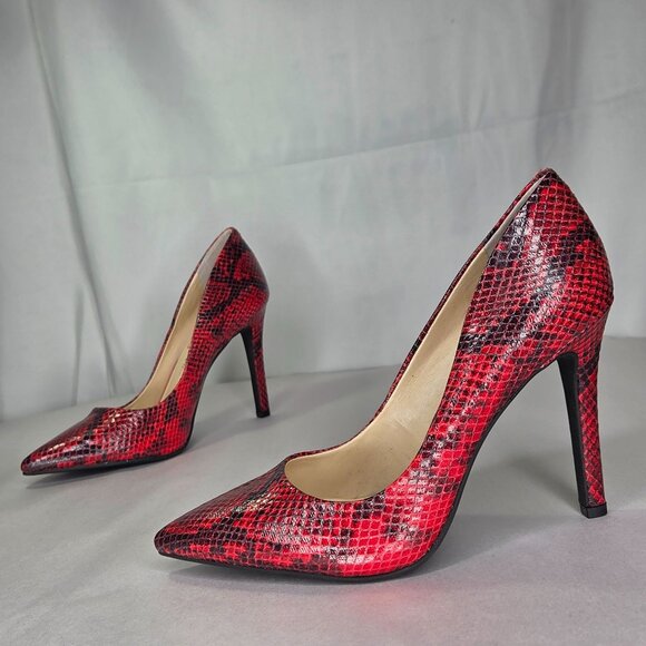 NWOT Jessica Simpson Women's Cassani Pointed-Toe Pumps - Red Muse Snake Multi - Picture 1 of 6